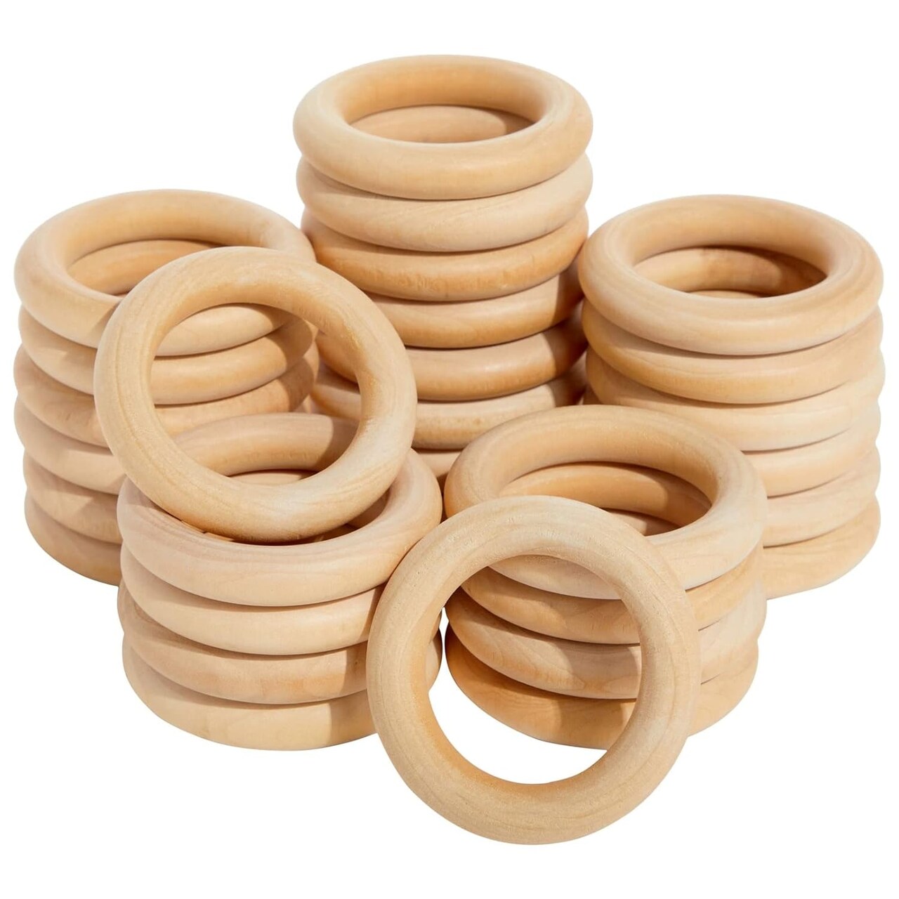 Wooden Rings For Crafts, Macrame, Crochet, Jewelry Making, Natural Unfinished 3 Inch Wood Rings (75Mm, 30 Pack)